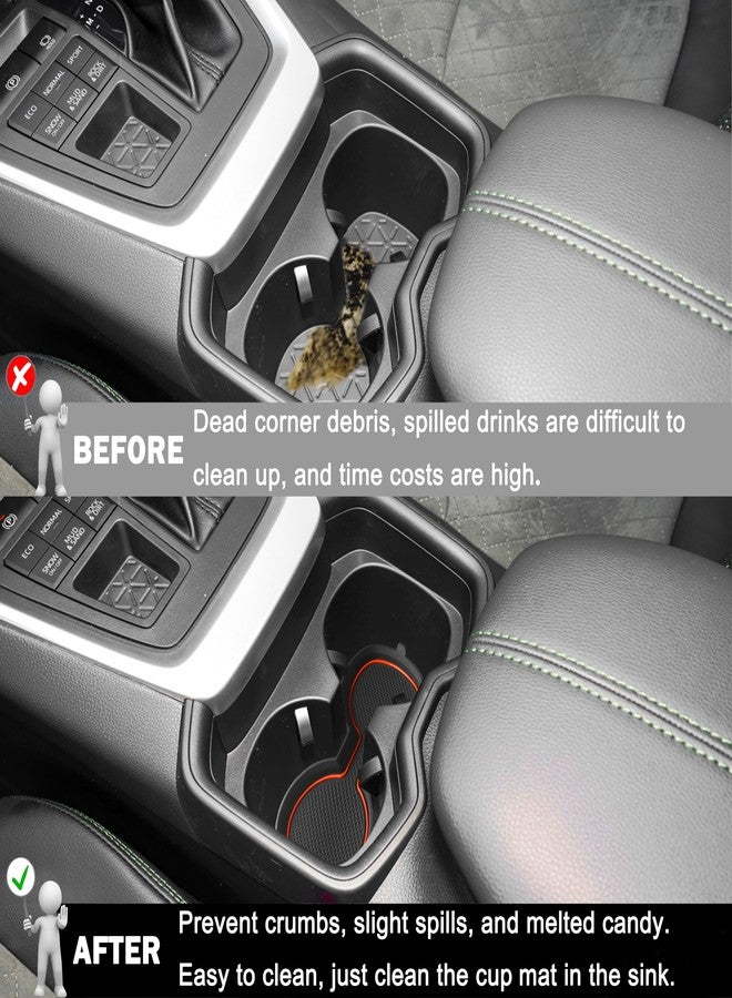SENSHINE 3D Cup Holder Inserts for Toyota Rav4 Accessories 2025 2024 2023 2022 2021 2020 2019 Silicone Cup Coaster Mat Center Console Liner Protector Pad for Toyota Rav4 2Pcs (Orange) - Image 2